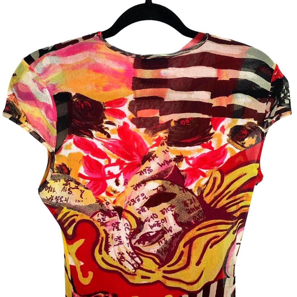 VINTAGE 90's Super Rare Kenzo Jeans Mesh Pop Art Dress - Picture 5 of 8